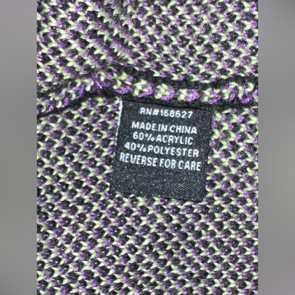 Aqua Blue Butterflies Pullover Crew Sweater Black Purple Green Women’s Medium - Picture 6 of 6